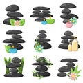 Relax spa stones vector set.