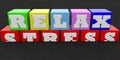 Relax and stress concept on colorful cubes Royalty Free Stock Photo