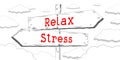 Relax, stress - outline signpost with two arrows