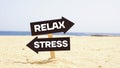 Relax Or Stress are shown using the text on the road signs