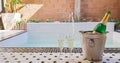 Relax time with jacuzzi and wine Royalty Free Stock Photo