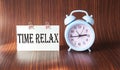 RELAX TIME words on sticker,