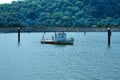 relax view of Houses and Boat Sheds amongst the trees on Hawkesbury River on Sydney Central Coast NSW Australia Royalty Free Stock Photo