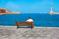 Relax with a view on marina of Chania, Crete, Greece
