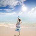 Relax Woman standing on the beach in krabi Thailand Royalty Free Stock Photo