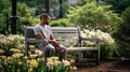 relaxati man on bench Royalty Free Stock Photo