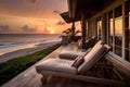 Relaxation at the beach house with lounging chair Royalty Free Stock Photo