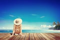 Relaxation Beach Woman Vacation Outdoors Seascape Concept Royalty Free Stock Photo