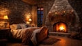 relaxation bedroom fireplace Royalty Free Stock Photo