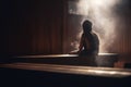 Sweating in the Sauna: Person Relaxing in Steamy Room