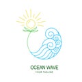 relaxation logo in the form of ocean waves and sunflowers line art