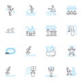 Relaxation methods linear icons set. editation, Yoga, Breathing, Massage, Mindfulness, Acupuncture, Aromatherapy line