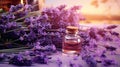 Relaxation patterns with lavender oil, photorealistic scenes