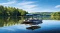 relaxation pontoon boat lake Royalty Free Stock Photo