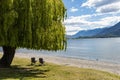 Relaxation scene on a beach of Lake Como