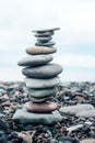 relaxation at sea. Stack of stones on beach - nature background. Royalty Free Stock Photo