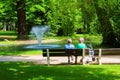 Relaxation in the spa park - spa resort Frantiskovy Lazne Franzensbad - Czech Republic Royalty Free Stock Photo