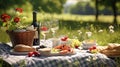 relaxation summer picnic wine Royalty Free Stock Photo