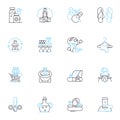 relaxation techniques linear icons set. Meditation, Breathing, Yoga, Tai chi, Massage, Mindfulness, Guided imagery line