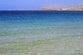 Relaxation time on Greek island Crete, clear blue water in Chania city