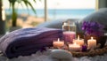 Relaxation, towel, candle, luxury, aromatherapy, nature, flower, wellbeing generated by AI