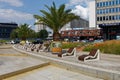 Relaxation zone in Katowice = empty easy chairs Royalty Free Stock Photo