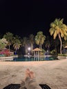 Relaxe in the Night side pool and the beach Royalty Free Stock Photo