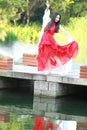 Relaxed Asian Chinese girl dance and enjoy free time