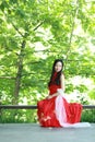 Relaxed Asian Chinese girl enjoy free time