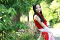 Relaxed Asian Chinese girl enjoy free time