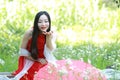 Relaxed Asian Chinese girl enjoy free time