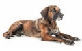 A relaxed Bavarian Mountain Hound lying down, its calm presence and muscular frame creating a peaceful image, perfect Royalty Free Stock Photo