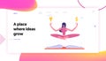 Relaxed Businesswoman in Lotus Position Doing Yoga at Workplace Website Landing Page. Office Worker Meditate Royalty Free Stock Photo