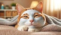 Relaxed cat enjoys spa day with facial mask, embodying ultimate pampering Royalty Free Stock Photo