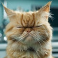 Relaxed cat looking at the camera. Portrait of a Persian cat, isolated on a blurred background.