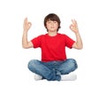 Relaxed child practicing yoga