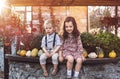 Relaxed children in an agrotourism farm