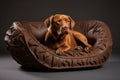 Dog Lounging on Leather Sofa