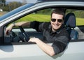 Relaxed driver portrait Royalty Free Stock Photo