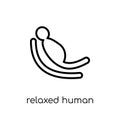 relaxed human icon. Trendy modern flat linear vector relaxed hum