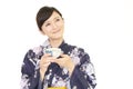 Relaxed Japanese woman Royalty Free Stock Photo