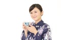 Relaxed Japanese woman Royalty Free Stock Photo