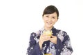 Relaxed Japanese woman Royalty Free Stock Photo