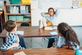 adorable relaxed kids in class