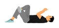 Relaxed lazy man lying down with mobile phone vector isolated. Tired boy on pause after job. Outdoor enjoy in rest. Urban lazy boy