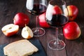 Relaxed lunch with cheese and red wine Royalty Free Stock Photo