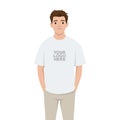 Relaxed Man in Oversized TShirt Mockup Royalty Free Stock Photo