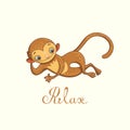Relaxed monkey. vector illustration Royalty Free Stock Photo
