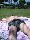 Relaxed sunbathing man