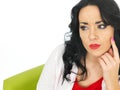 Relaxed Thoughtful Pensive Beautiful Young Hispanic Woman Considering a Situation Royalty Free Stock Photo
